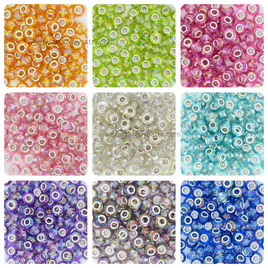Rainbow European Acrylic Pearl Charm Spacer Beads | Size : 12mm | Qty : 12pcs | PB42
