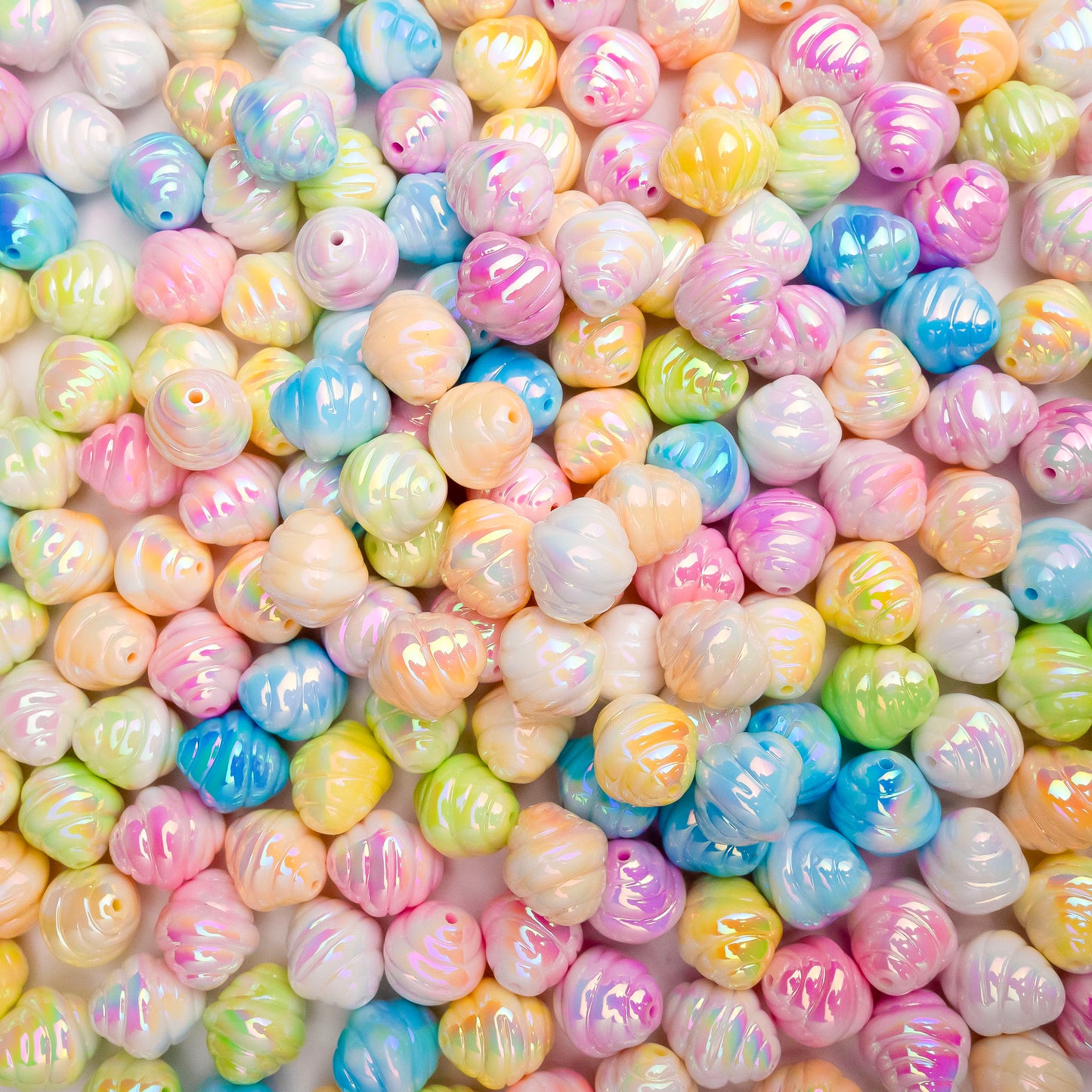 Assorted Shiny Shell Shape Plastic Beads | Size: 15mm | Qty: 12pcs (High Quality) | PB201