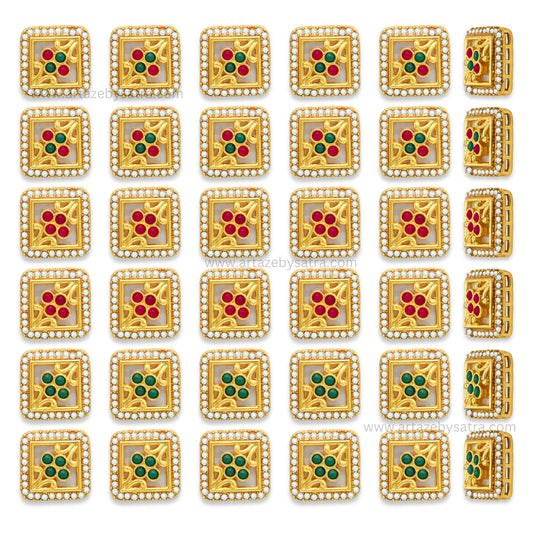 Square Meenakari Kundan Beads | Size : 19mm | Qty : 12pcs | MK22