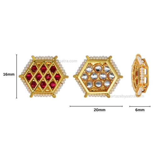 Meenakari Kundan Beads | Size : 16mm | Qty : 12pcs | C-687