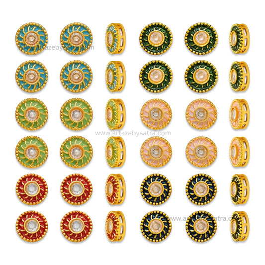 Round Shape Meenakari Kundan Beads | Size : 11mm | Qty : 12pcs | MK30