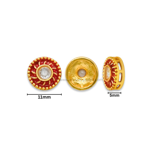 Round Shape Meenakari Kundan Beads | Size : 11mm | Qty : 12pcs | MK30