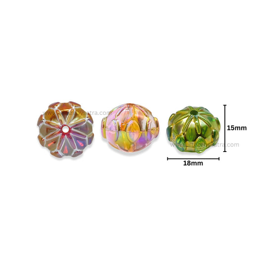 Assorted Round Spacer Plastic Beads (2 Hole) | Size : 15mm | Qty : 6pcs | PB188