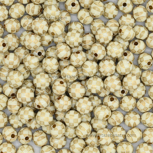 Round Checkerboard Beads | Size : 10mm | PB107