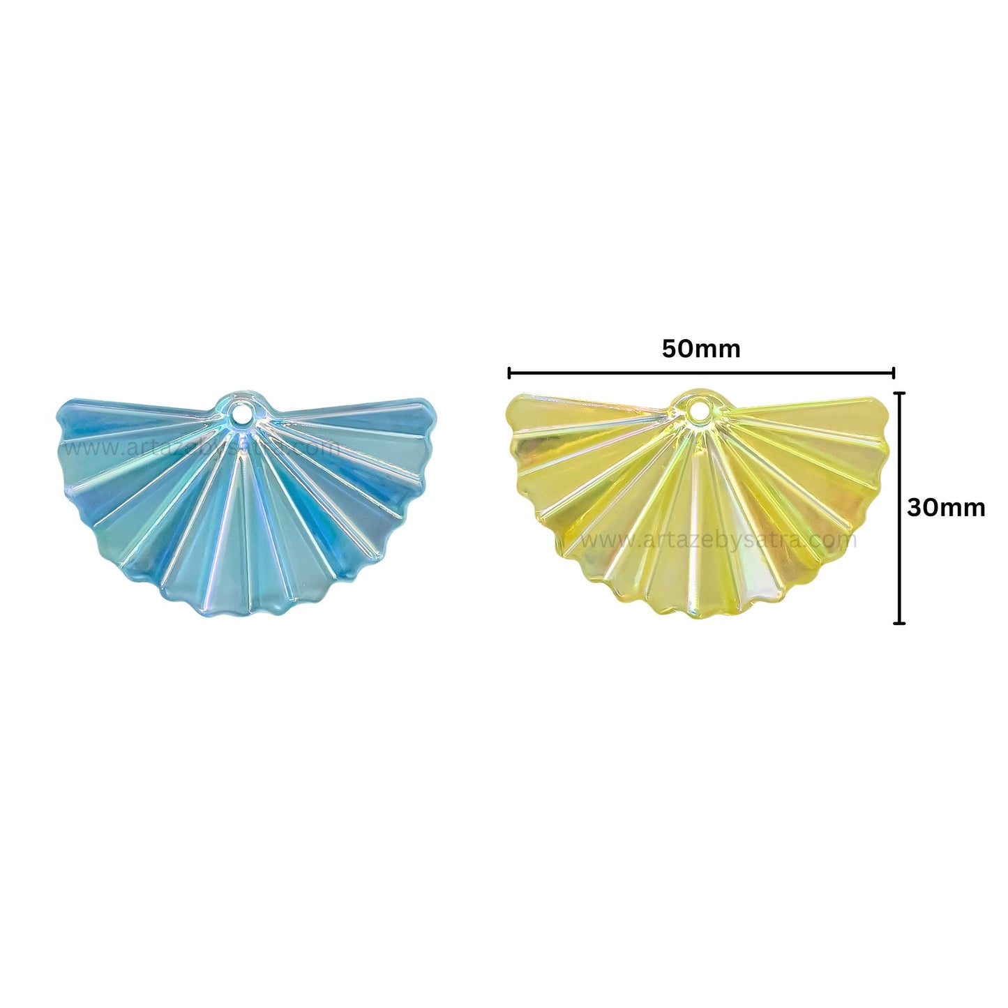 Assorted Fan Shell Plastic Beads (1 Hole) | Size : 30mm | Qty : 6pcs | PB185