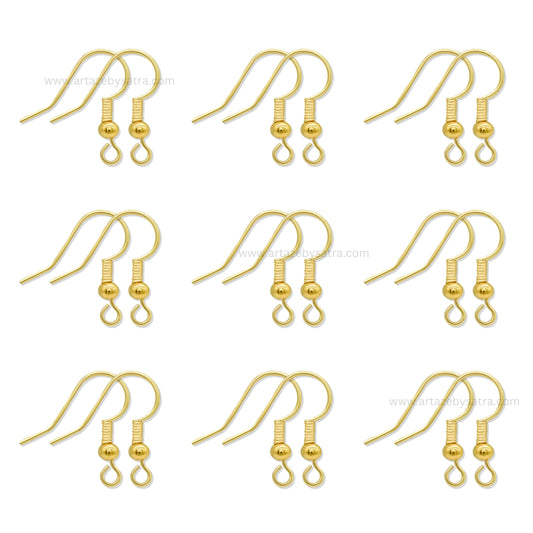 Brass Fish Hook Earring Wires with Bead and Open Loop | High Quality | Size : 18mm | Qty : 2pcs | EF80