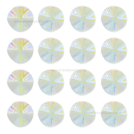 Rainbow Sea Shell Disc Plastic Beads (1 Hole) | Size : 36mm | Qty : 6pcs | PB180