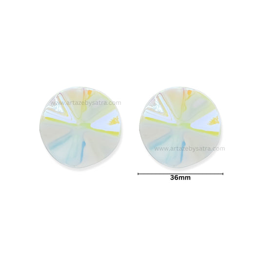 Rainbow Sea Shell Disc Plastic Beads (1 Hole) | Size : 36mm | Qty : 6pcs | PB180