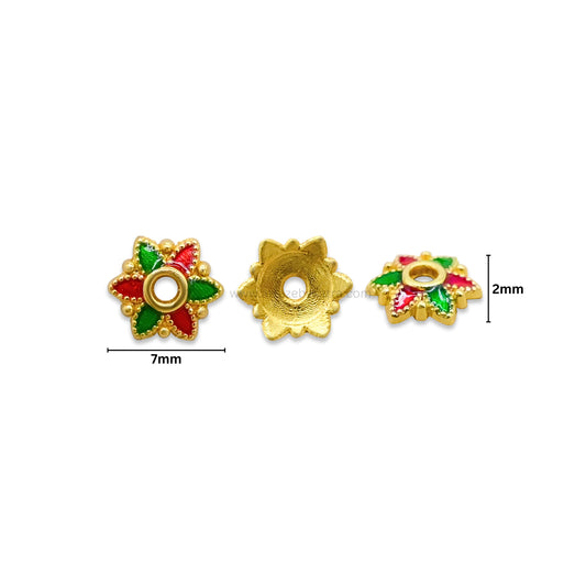 Designeer Meenakari Beads Cap | Size : 7mm | Qty : 50pcs | MK43