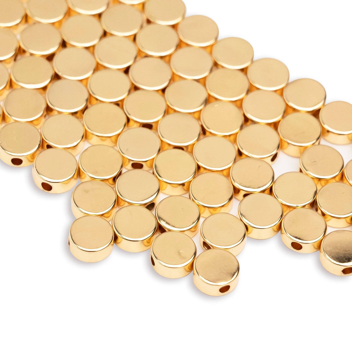Flat Brass Beads | High Quality Plated | Size: 6mm | Qty: 30pcs