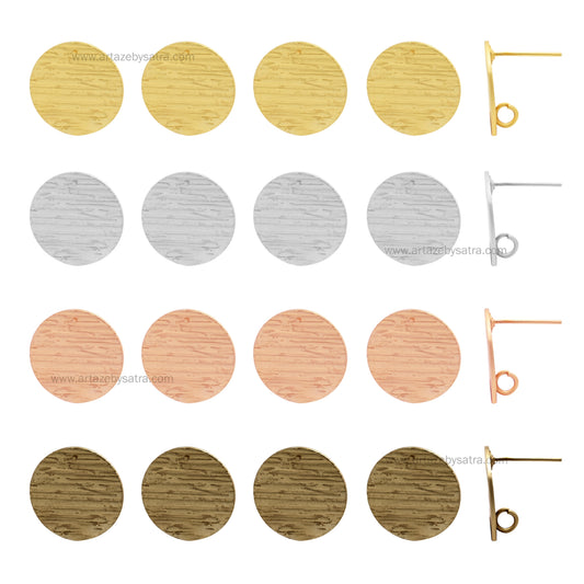 Round Matt Base Earring Stud | Size : 16mm | 6pcs | EF32
