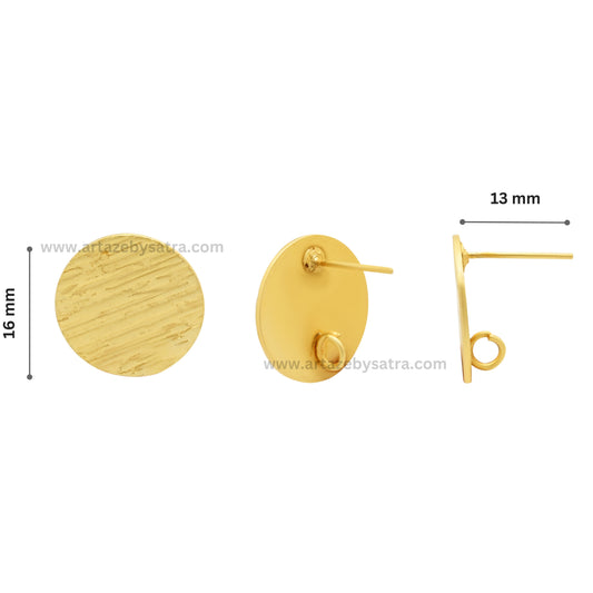 Round Matt Base Earring Stud | Size : 16mm | 6pcs | EF32
