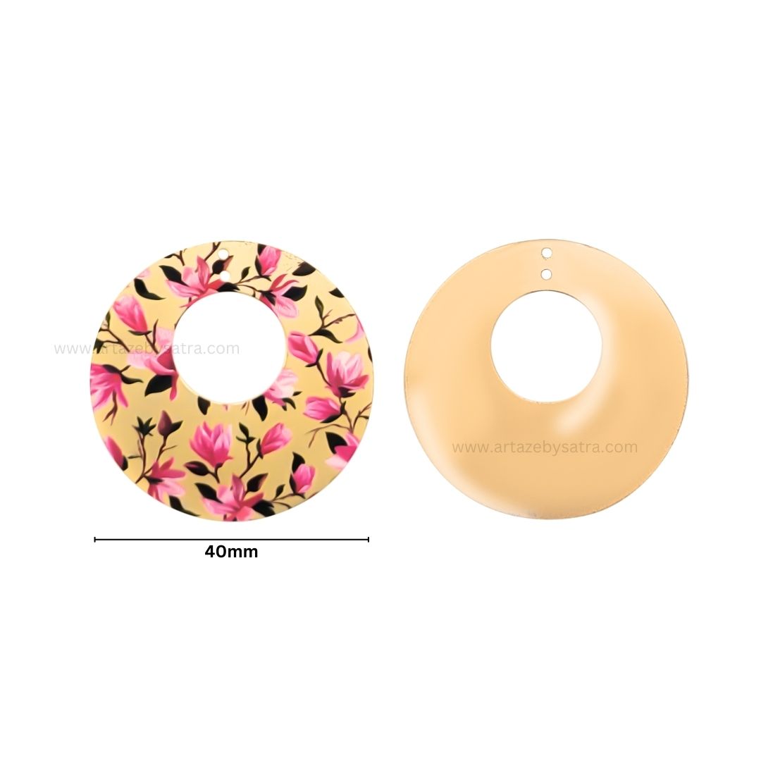 Floral Matt Finish Metal Art | Size : 40mm | Qty : 20pcs | MF29