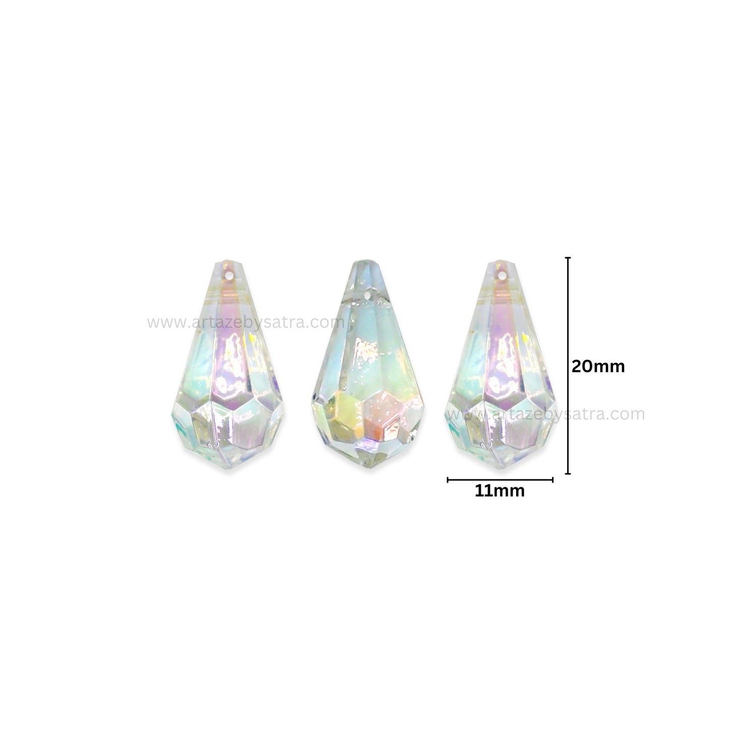 Rainbow Drop Plastic Beads (2 Hole) | Size : 20mm | Qty : 10pcs | PB187