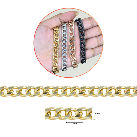 Aluminium Chain | Size : W-9mm H-12mm | Qty : 1mtr | JT-19-35-10