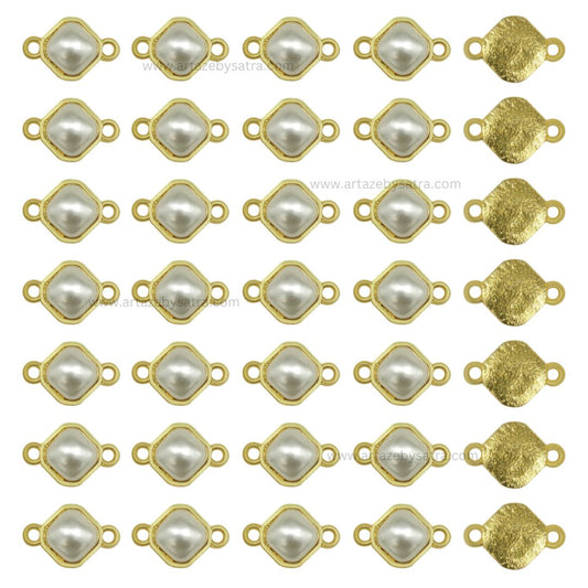 Pearl Meenakari Kundan Beads Connector | Size : 14mm | Qty : 12pcs | MKB06
