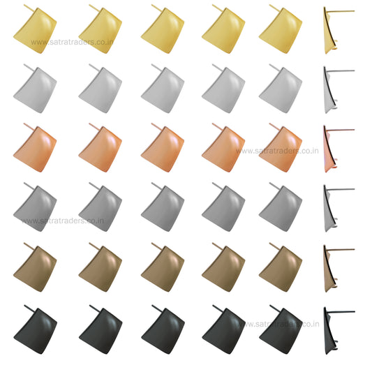 Square Shape Metal Base Earring Stud | Size : 24mm | 6pcs (3 Pair) | EF59