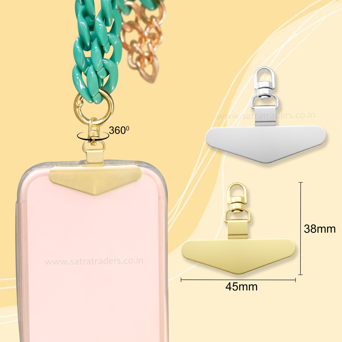 Metal Phone Case Charm Clip with Swivel Hook | Qty : 1pc | Size : H-38mm W-45mm | BF140