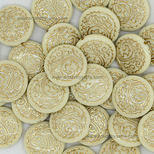 Round with Gold Band Beads | Size : 25mm | PB39
