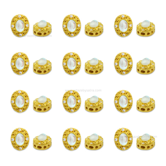 Brass Stone Beads | High Quality | Size : 13mm | Qty : 4pcs