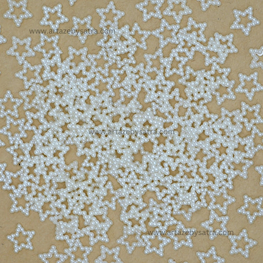 Hollow Star Shape White Pearl Beads | Size : 12mm | PPB96