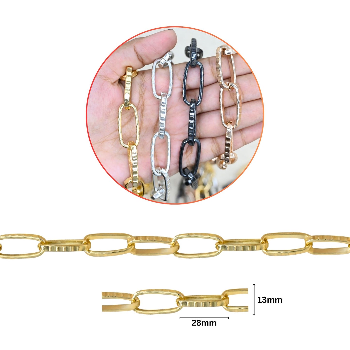 Aluminium Chain | Size : W-13mm H-28mm | Qty : 1mtr | JT-19-35-29