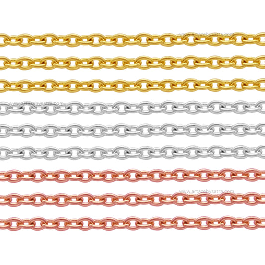 Flat Ready Brass 18k Gold Polished Chain | Qty : 1pc (High Quality) RC17