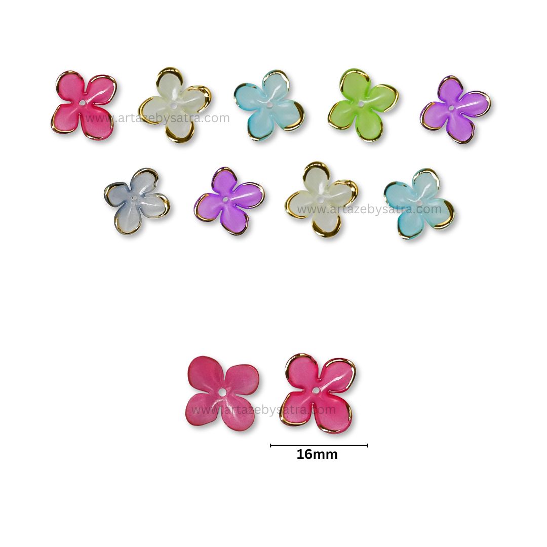 Assorted Acrylic Golden Colour Outlines Clover Beads | PB251