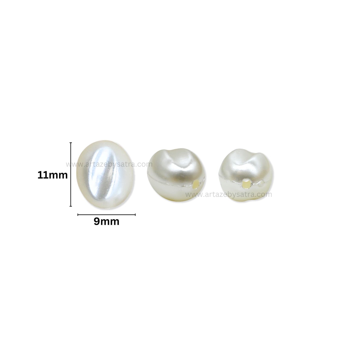 Smooth Striped Oval Plastic Pearl Beads | Size : 11mm | PPB103