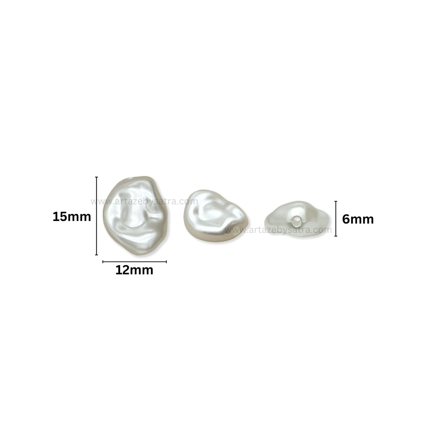 Pebble-Shaped Plastic Pearl Beads | Size : 15mm | PPB104