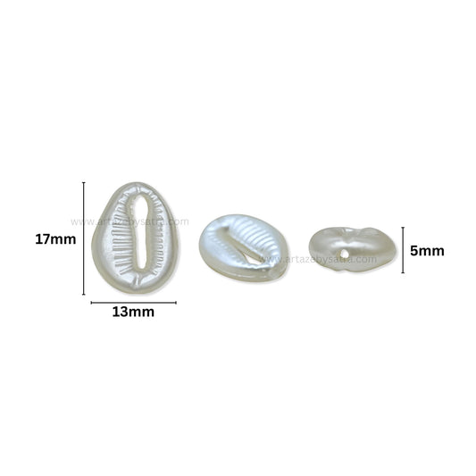 White Cowrie Shell Plastic Pearl Beads | Size : 17mm | PPB106