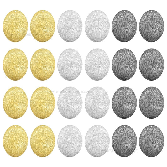 1 Loop Oval Floral Matt Finish Metal Art | Size : 45mm | Qty : 100g | MF12