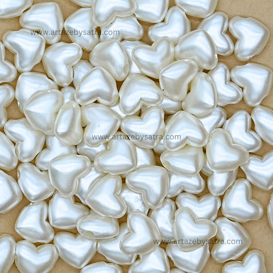 Heart-Shaped Plastic Pearl Beads | Size : 17mm | PPB113