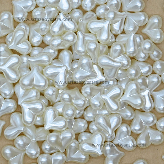 Puffy Heart-Shaped Plastic Pearl Beads | PPB114