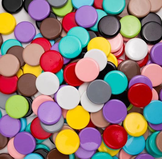 Assorted Round Flat Matte Plastic Beads | Size: 22mm | Qty: 12pcs (High Quality) | PB197