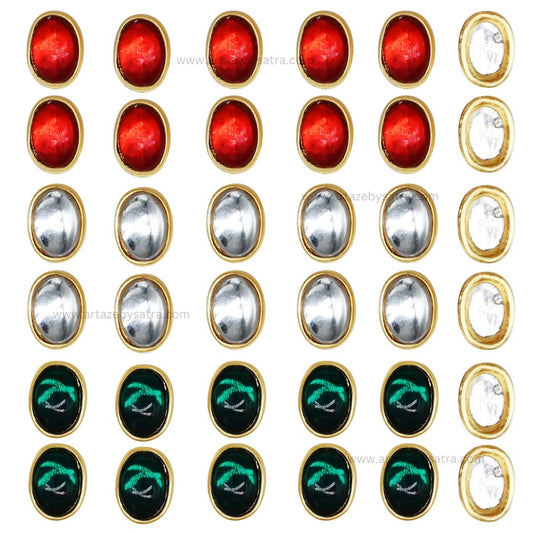 Meenakari Kundan Beads | Size : 17mm | Qty : 12pcs | MKB37