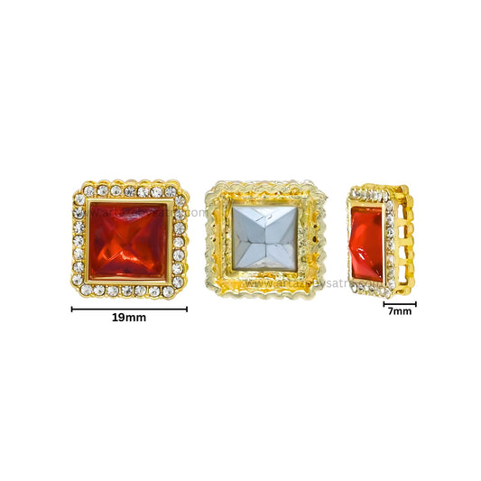 Square Shape Meenakari Kundan Beads | Size : 19mm | Qty : 6pcs | MK31