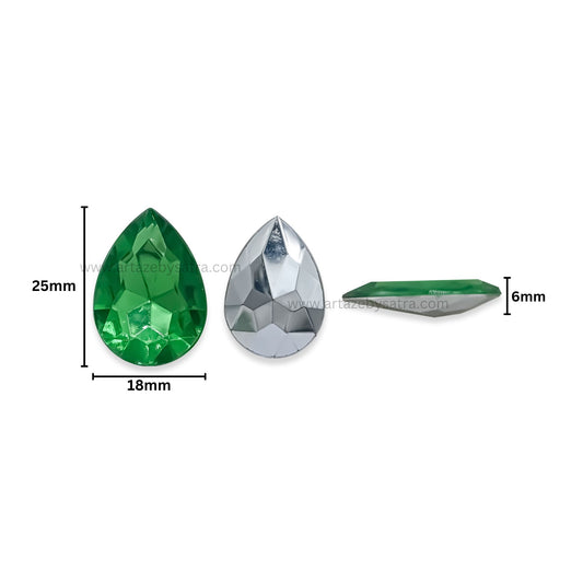 Drop Shape Acrylic Stones | Size : H-25mm W-18mm | Qty : 200pcs | AS02