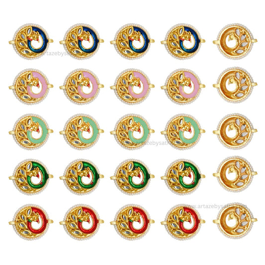 Meenakari Kundan Beads | Size : 20mm | Qty : 12pcs | C-499
