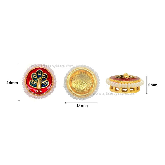 Meenakari Kundan Beads | Size : 14mm | Qty : 12pcs | C-926