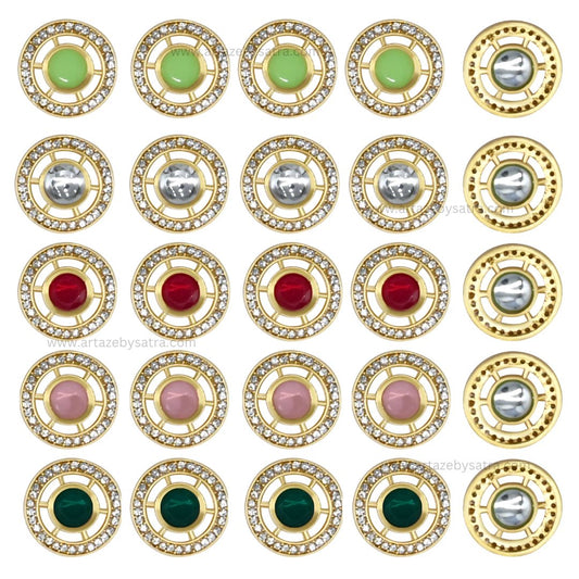 Meenakari Kundan Beads | Size : 19mm | Qty : 12pcs | C-634