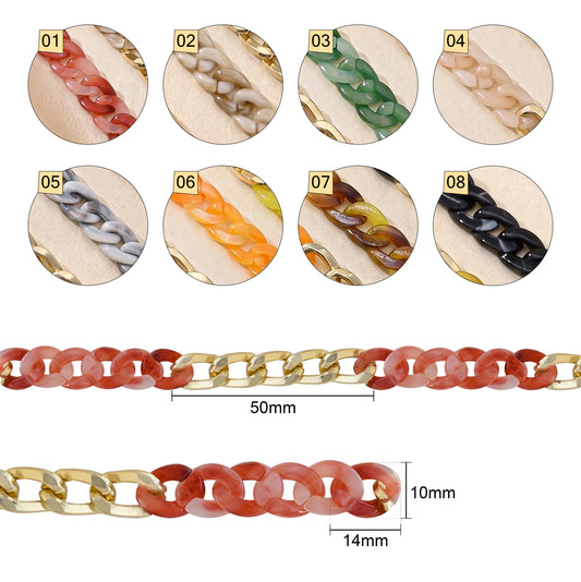 Acrylic & Aluminium Link Chain | Size : 14mm | Qty : 1mtr | AC30