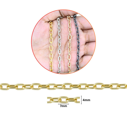 Aluminium Chain | Size : W-4mm H-7mm | Qty : 1mtr | JT-19-35-43