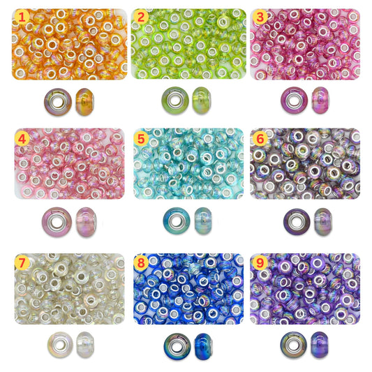 Rainbow European Acrylic Pearl Charm Spacer Beads | Size : 12mm | Qty : 12pcs | PB42
