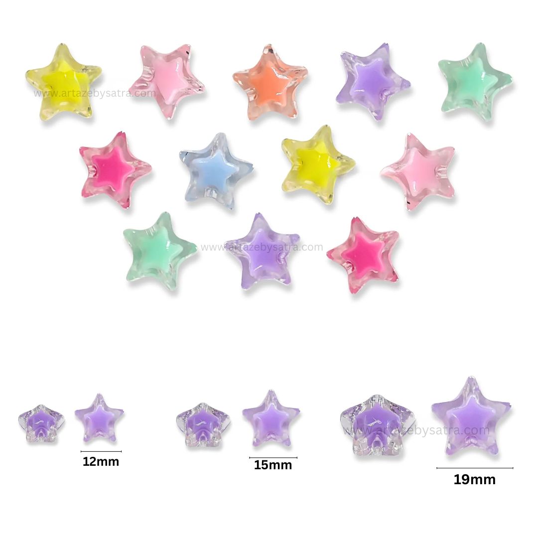 Assorted Star Transparent Pastel Plastic Beads | PB81