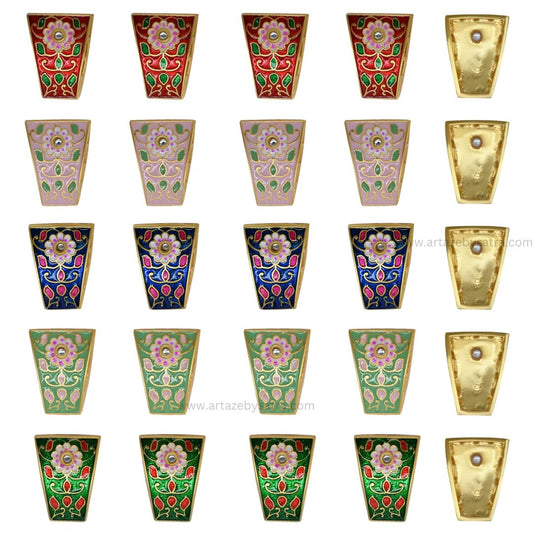 Meenakari Kundan Beads | Size : 26mm | Qty : 6pcs | C-557