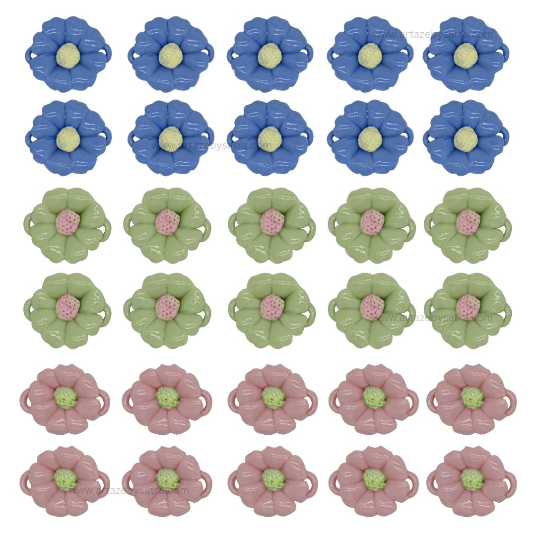 2 Hole Plain Ceramic Flower | Size : 28mm | Qty : 10pcs | CF03