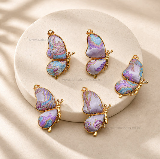 Vintage Fabric Butterfly Brooch/Pendant | Size : 49mm | Qty : 1pcs | CHE179