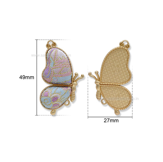 Vintage Fabric Butterfly Brooch/Pendant | Size : 49mm | Qty : 1pcs | CHE179