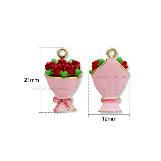 Rose Bouquet Charm Pendant | Size : 21mm | Qty : 1pc | CHE181